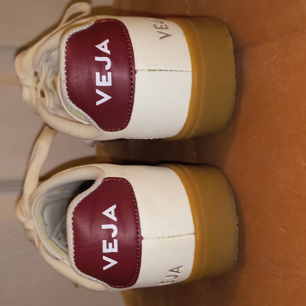 Veja White Sneakers with Burgundy V and Gum Sole - Picture 7 of 10
